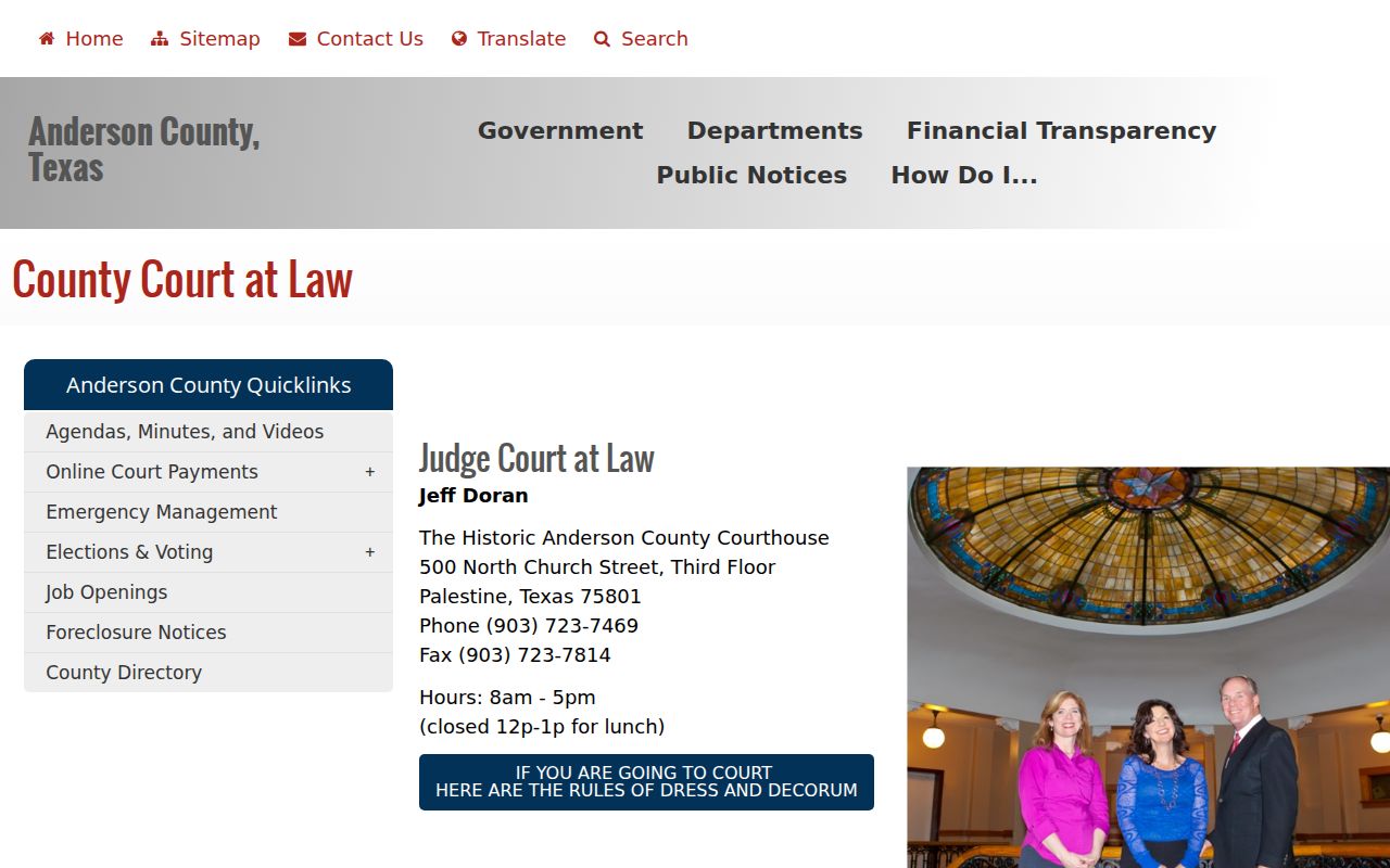 Anderson County bench warrant court routing through Anderson County Court at Law