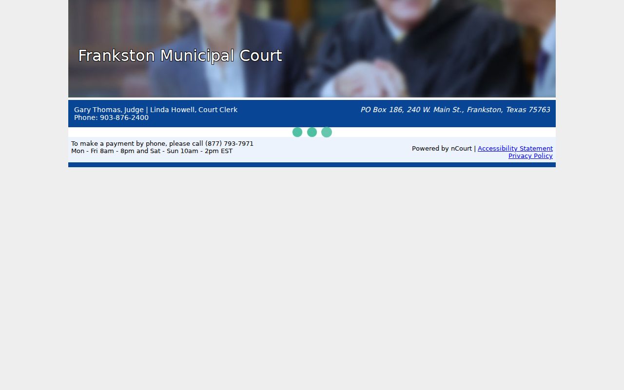 Frankston warrant records payment route through Frankston Municipal Court nCourt page