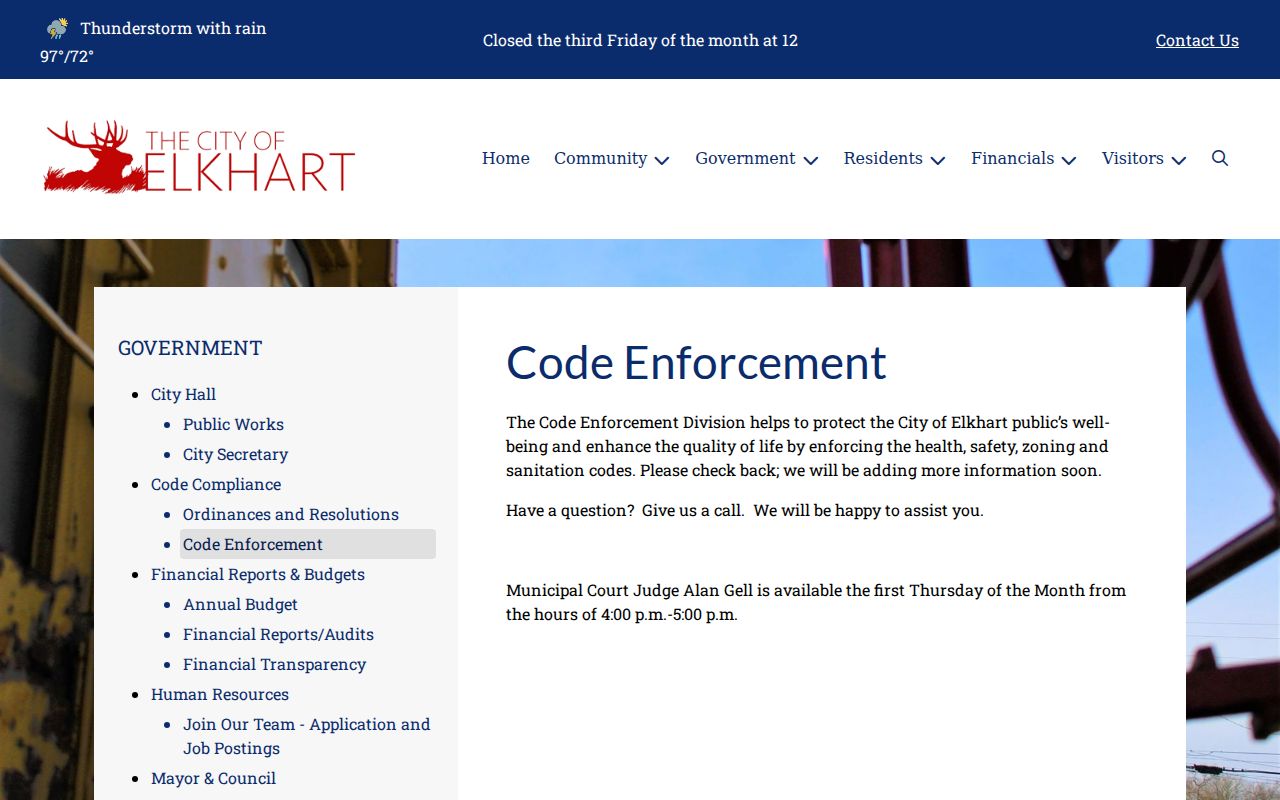Elkhart warrant records context from Elkhart's municipal judge availability notice